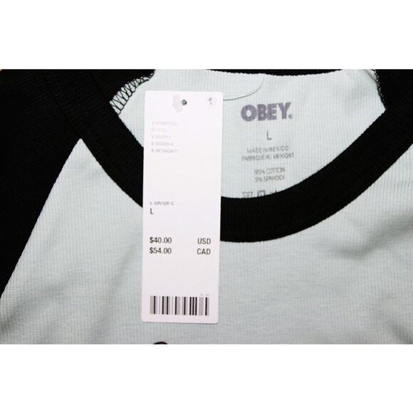 nwt OBEY Services Graphic Stevie Baby Tee in Surf Spray - Size L - Picture 8 of 14